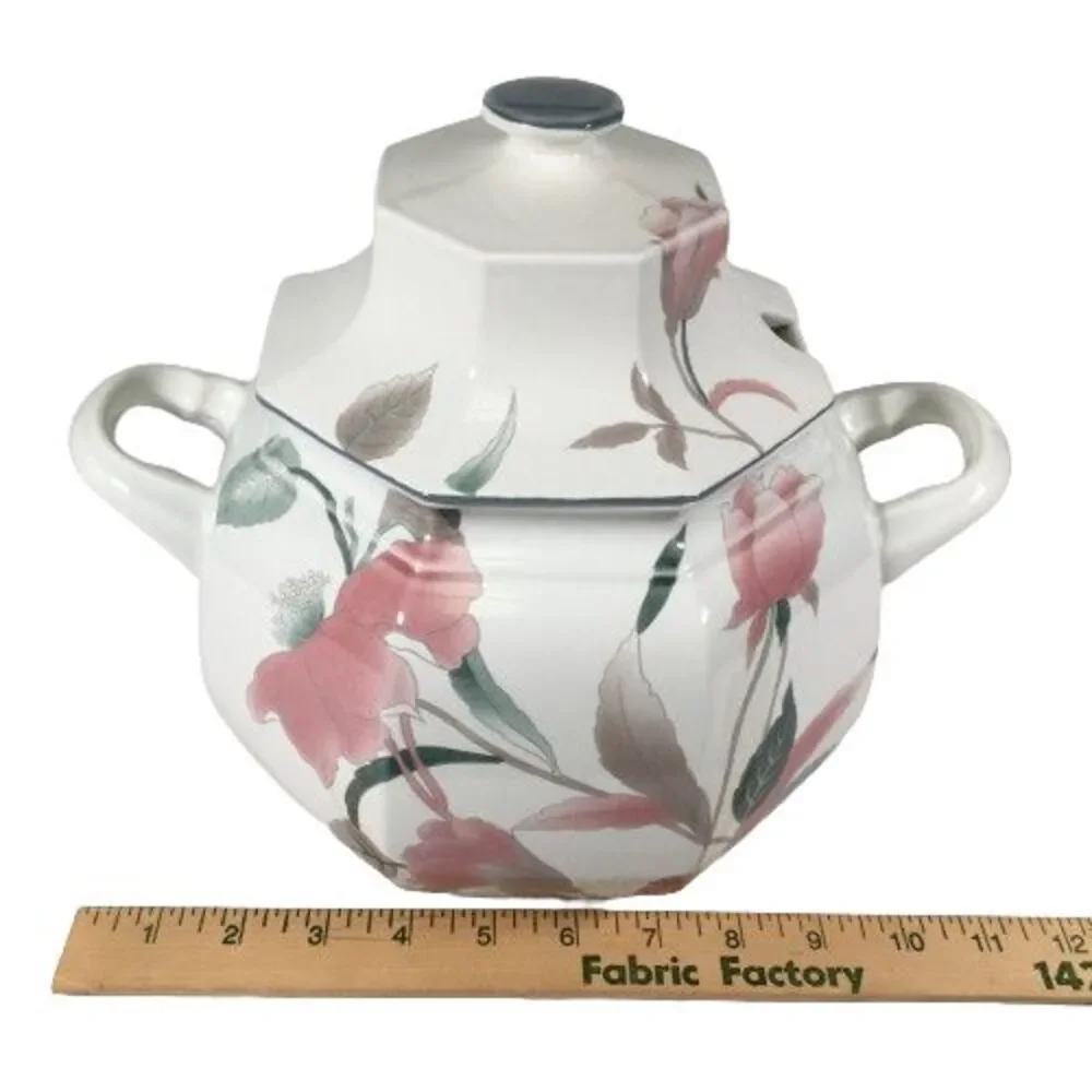 Vintage Mikasa Continental SILK FLOWERS Tureen with Lid F3003 No Ladle Art Deco